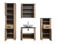 Badmöbel-Set >Follow< in Artisan Eiche Melamin - 215x196x35 (BxHxT)