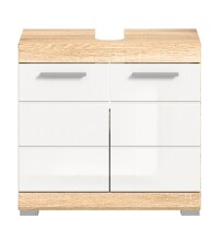 Waschbeckenunterschrank >Lambada< in sonoma eiche hell/weiß - 60x56x34cm (BxHxT)