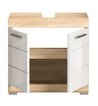 Waschbeckenunterschrank >Lambada< in sonoma eiche hell/weiß - 60x56x34cm (BxHxT)