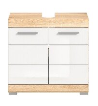 Waschbeckenunterschrank >Lambada< in sonoma eiche hell/weiß - 60x56x34cm (BxHxT)