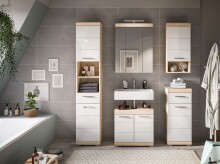 Wandhängeschrank >Lambada< in sonoma eiche hell/weiß - 37x79x24cm (BxHxT)