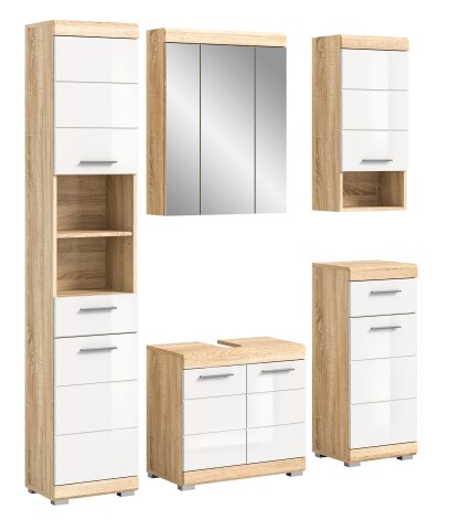 Badezimmer-Set >Lambada< in sonoma eiche hell/weiß - 164x191x34cm (BxHxT)