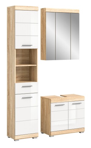 Badezimmer-Set >Lambada< in sonoma eiche hell/weiß - 112x191x34cm (BxHxT)