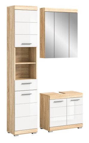 Badezimmer-Set >Lambada< in sonoma eiche hell/weiß - 112x191x34cm (BxHxT)