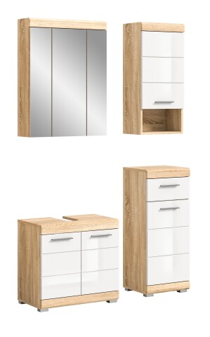 Badezimmer-Set >Lambada< in sonoma eiche hell/weiß - 112x191x34cm (BxHxT)