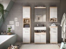 Badezimmer-Set >Lambada< in sonoma eiche hell/weiß - 60x191x34cm (BxHxT)