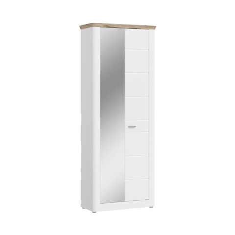 Garderobenschrank >Michigan< in weiß/weiß matt - 79x204x37cm (BxHxT)