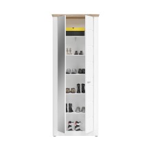 Garderobenschrank >Michigan< in weiß/weiß matt - 79x204x37cm (BxHxT)