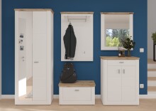 Garderobenschrank >Michigan< in weiß/weiß matt - 79x204x37cm (BxHxT)