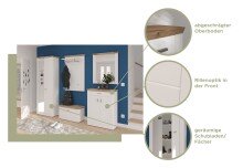 Garderobenschrank >Michigan< in weiß/weiß matt - 79x204x37cm (BxHxT)
