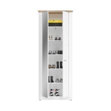 Garderobenschrank >Michigan< in weiß/weiß matt - 79x204x37cm (BxHxT)