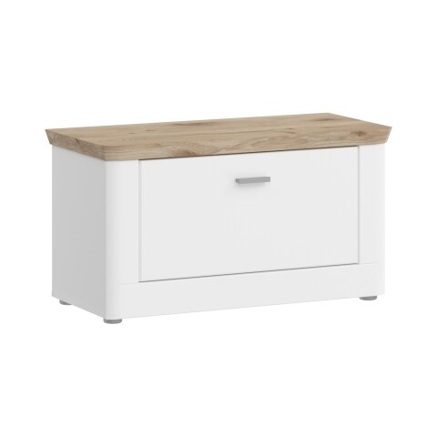 Sitzbank >Michigan< in weiß/weiß matt - 79x44x37cm (BxHxT)