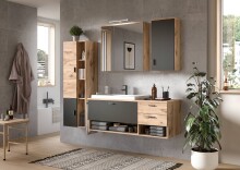 Wandhängeschrank >Grado< in nox oak - 37x75x25cm (BxHxT)