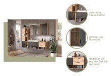 Wandhängeschrank >Grado< in nox oak - 37x75x25cm (BxHxT)