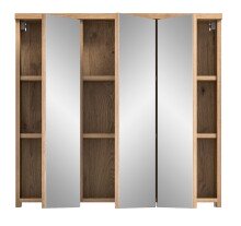 Badezimmerspiegelschrank >Grado< in nox oak/spiegel - 80x75x20cm (BxHxT)