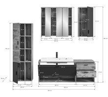 Badezimmer-Set >Grado< in nox oak - 203x192x48cm (BxHxT)
