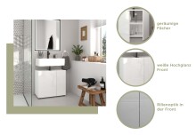 Waschbeckenunterschrank >Vira< in weiß/weiß hochglanz - 60x56x34cm (BxHxT)