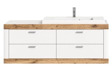 Waschbeckenunterschrank >Laredo< in weiß/weiß matt - 132x50x48cm (BxHxT)