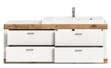 Waschbeckenunterschrank >Laredo< in weiß/weiß matt - 132x50x48cm (BxHxT)