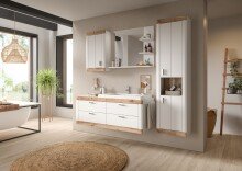 Badspiegel >Laredo< in weiß/spiegel - 80x70x16cm (BxHxT)