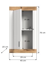 Hängeschrank >Laredo< in weiß/weiß matt - 45x76x20cm (BxHxT)