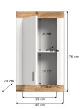 Hängeschrank >Laredo< in weiß/weiß matt - 45x76x20cm (BxHxT)