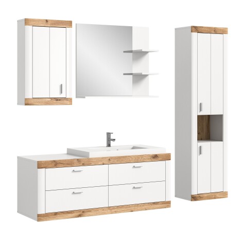 Badezimmer-Set >Laredo< in weiß/weiß matt - 192x48cm (BxT)