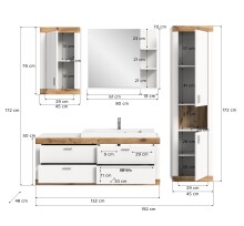 Badezimmer-Set >Laredo< in weiß/weiß matt - 192x48cm (BxT)