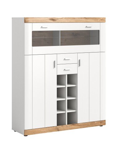 Barschrank >Laredo< in weiß/weiß matt - 117x140x37,5cm (BxHxT)