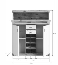 Barschrank >Laredo< in weiß/weiß matt - 117x140x37,5cm (BxHxT)