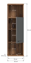 Hochschrank >Ramon< in grau - 35x112x25cm (BxHxT)