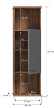 Hochschrank >Ramon< in grau - 35x112x25cm (BxHxT)