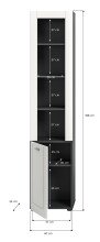Hochschrank >Lago< in grau/weiß matt - 40x188x34cm (BxHxT)