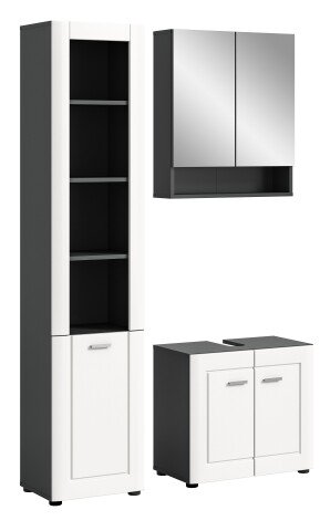 Badezimmer-Set >Lago< in grau/weiß matt - 115x188x34cm (BxHxT)