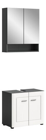 Badezimmer-Set >Lago< in grau/weiß matt - 60x188x34cm (BxHxT)