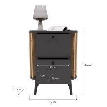 Nachtkommode >Pure< in grau - 45x60x33cm (BxHxT)