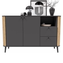 Sideboard >Pure< in grau - 138x87,5x40cm (BxHxT)