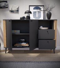 Sideboard >Pure< in grau - 138x87,5x40cm (BxHxT)