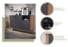 Sideboard >Pure< in grau - 138x87,5x40cm (BxHxT)