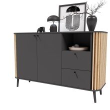 Sideboard >Pure< in grau - 138x87,5x40cm (BxHxT)
