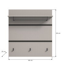 Garderobenpaneel >Jaru< in grau - 85x93x25cm (BxHxT)