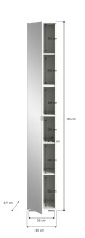 Badezimmerspiegelschrank >Prego< in weiß/weiß hochglanz - 30x191x37cm (BxHxT)