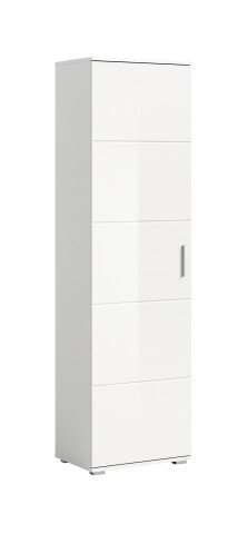 Garderobenschrank >Prego< in weiß/weiß hochglanz - 55x191x37cm (BxHxT)