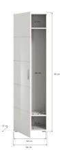 Garderobenschrank >Prego< in weiß/weiß hochglanz - 55x191x37cm (BxHxT)