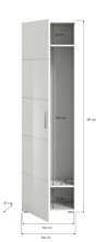 Garderobenschrank >Prego< in weiß/weiß hochglanz - 55x191x37cm (BxHxT)