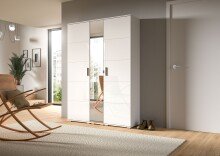 Garderobenschrank >Prego< in weiß/weiß hochglanz - 55x191x37cm (BxHxT)