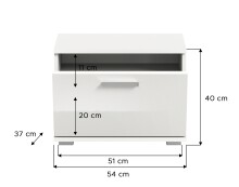 Sitzbank >Prego< in weiß/weiß hochglanz - 55x40x37cm (BxHxT)