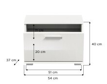 Sitzbank >Prego< in weiß/weiß hochglanz - 55x40x37cm (BxHxT)