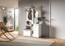 Sitzbank >Prego< in weiß/weiß hochglanz - 55x40x37cm (BxHxT)