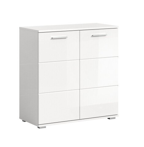 Kommode >Prego< in weiß/weiß hochglanz - 80x83x37cm (BxHxT)